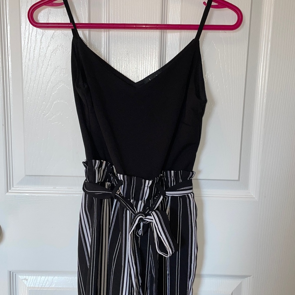 Black and white warehouse one jumpsuit